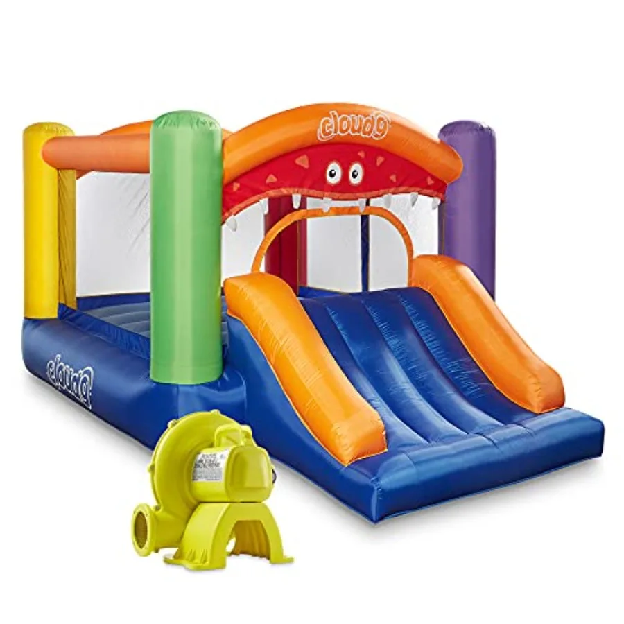

Inflatable Bounce House and Blower, Monster Theme Bouncer for with Slide, Includes Stakes and Repair Patches