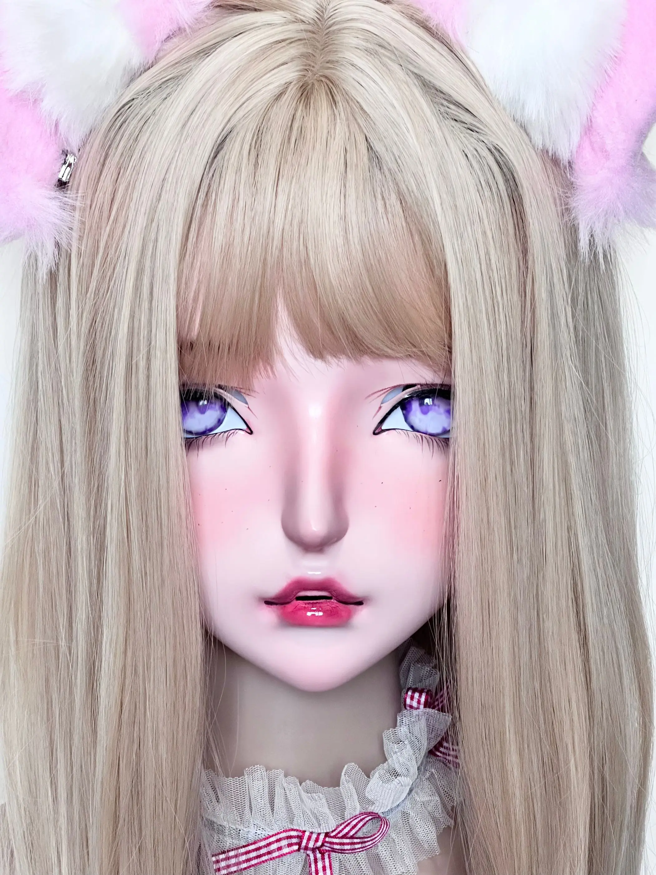 (LanZhi) Top Quality Handmade Female Girl Resin Half Head Cosplay Japanese Role Play BJD Kigurumi Mask Crossdresser Doll