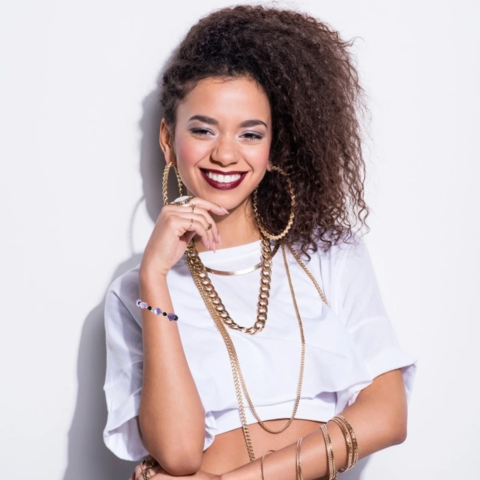 

Amethyst Bracelet Natural Stone Bead Jewelry Round Crystal Wrist Chain For Men Women Unisex Fashion Healing Handcraft