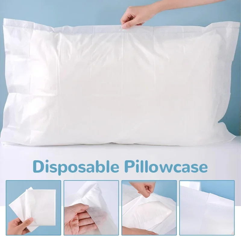 20pcs Thick Soft Disposable Pillow Covers Hygienic Dirt-Proof Breathable Portable for Travel, Hotel, Dorm, Home Use