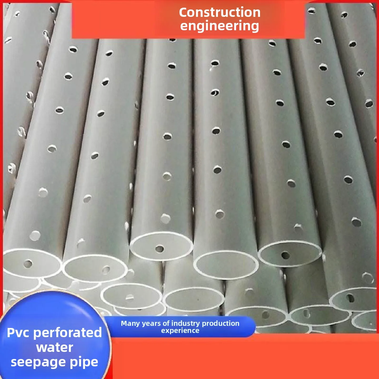 

PVC Perforated Pipe 90060200 Drain Pipe Water Permeable Rainwater Drainage Blind Seepage Water Pipe Blind Pipe