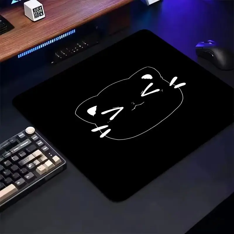 VIKAMA Minimalist Line Angel Cat Mouse Pad Black Cute Cartoon Pet Large Desk Mat Non Slip Rubber Gaming Office Laptop Decor