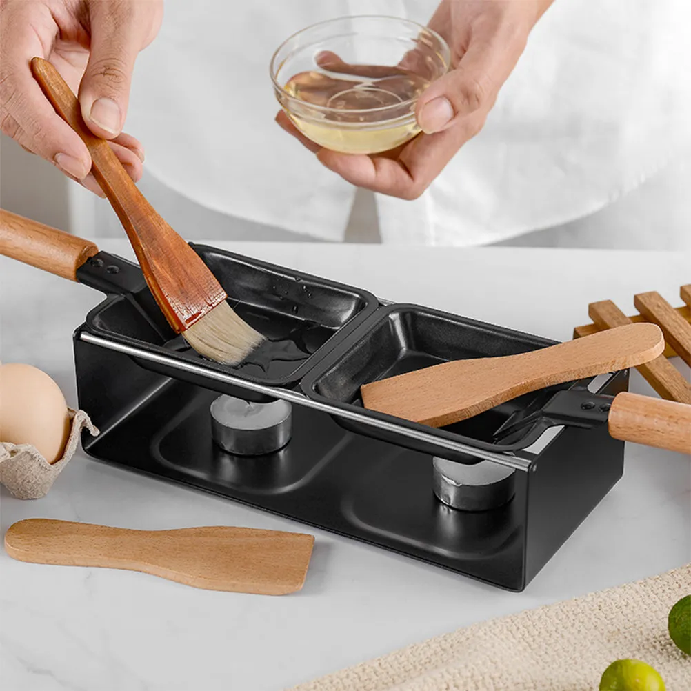 

1Set Stainless Steel Mini Cheese Fondue Pan with Wooden Handle Heat Resistant Food Grade for Outdoor Camping Picnic Tea