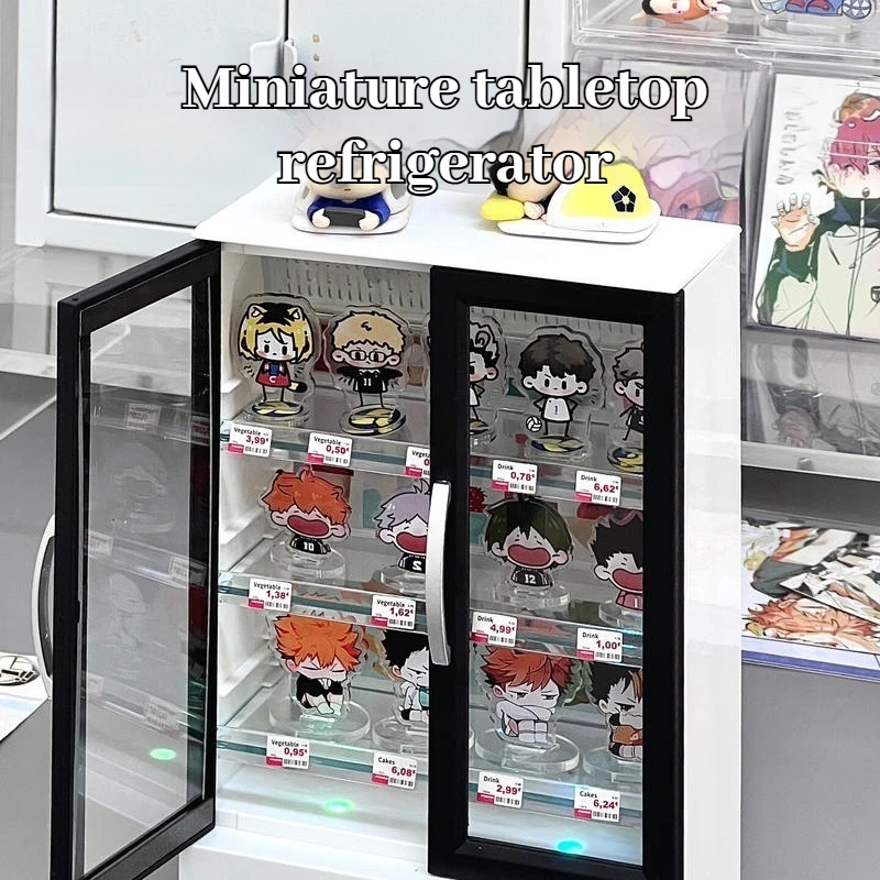 

Мини-стоящее украшение, кукла-холодильник, пылезащитный дисплей, ящик для хранения, модель морозильной камеры, прозрачный настольный макет, украшение ACG