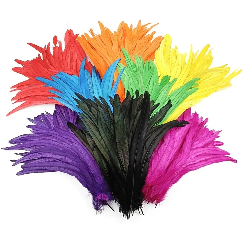 100Pcs/Lot 25-30cm Rooster Tail Feathers for Crafts Carnival Accessories Wedding Party Decoration Feather Headdress Long Plumes