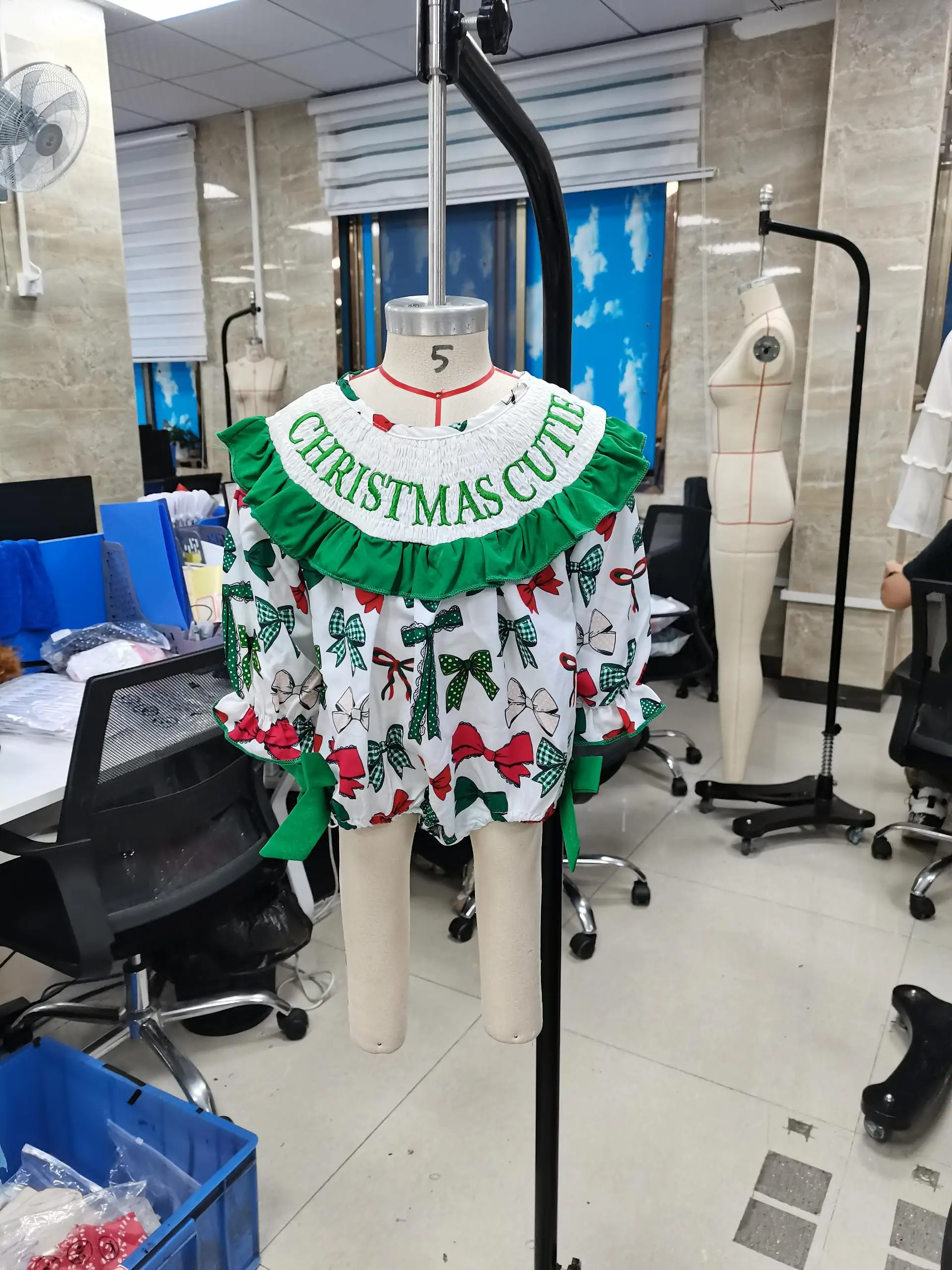 

Infant Toddler Baby Girl Christmas 2pcs Outfit Bow Print Letter Embroidery Romper Bow Headband Set