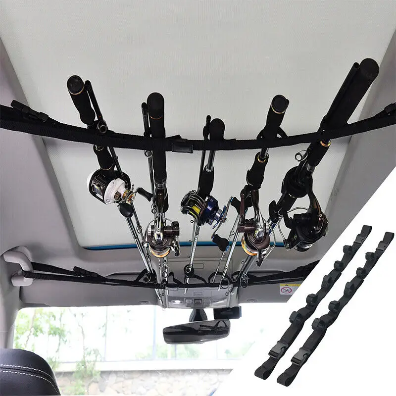 2Pc Fishing Vehicle Rod Carrier Rod Fishing Rod Holders For Car Car Fishing Truss Belt Strap With Tie Suspenders Wrap Pesca