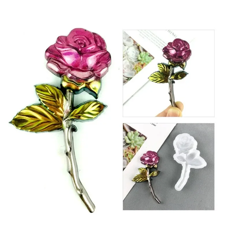 

Valentine's Day Rose Silicone Mould for DIY Semi Rose Crystal Drop Glue UV Epoxy Resin Handmade Craft Decor Festival Gifts