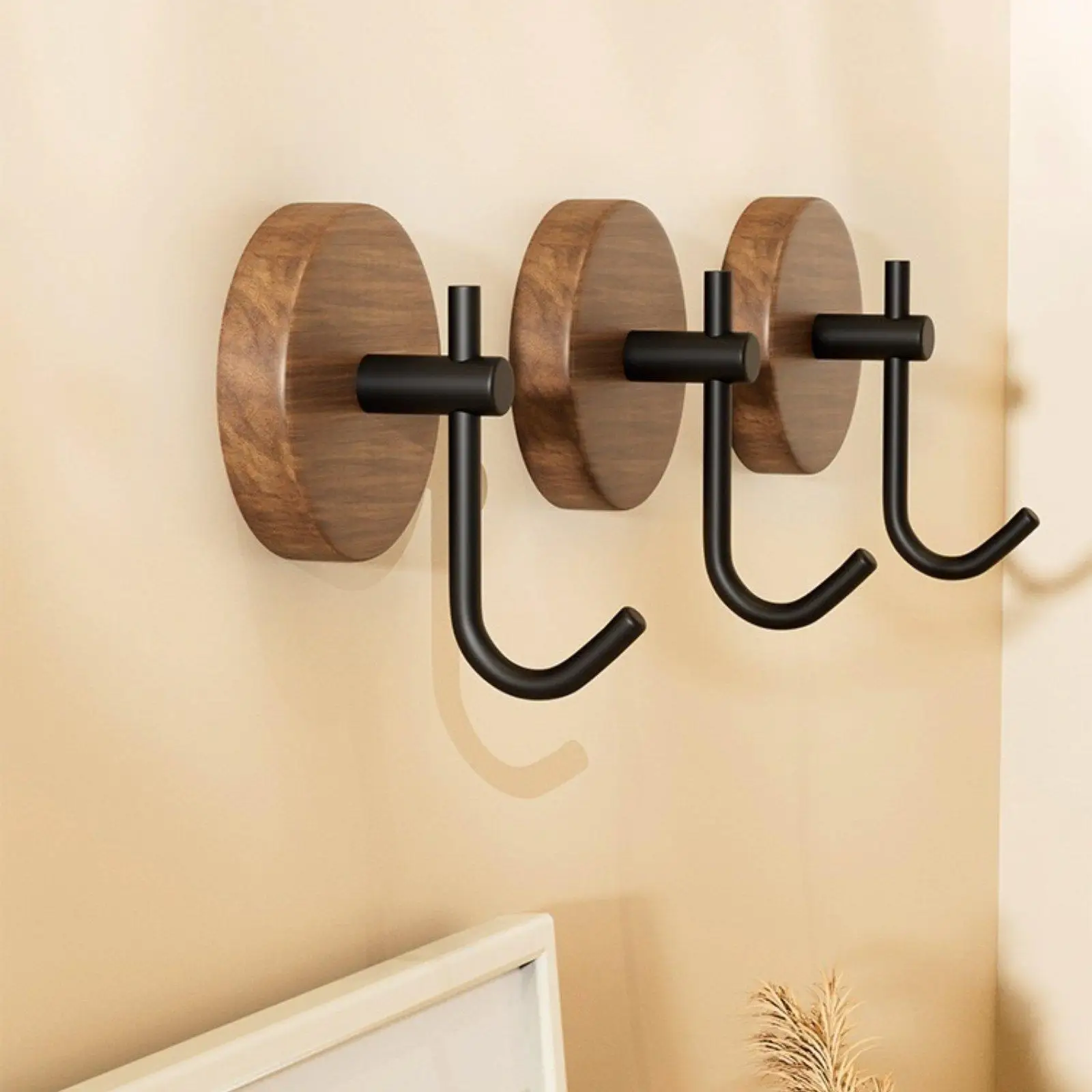 Walnut Garment Hanger Hook Nordic Design Walnut Wood Simple Installation Installation Heavy Duty Wall Peg for Renters, Students,