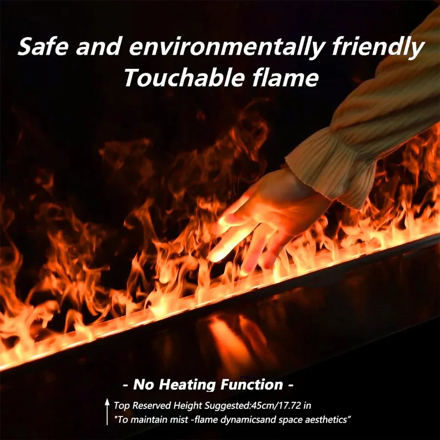 Camino elettrico da incasso a fiamma atomizzata realistica con controllo manuale dell'acqua e telecomando per soggiorno o letto moderni