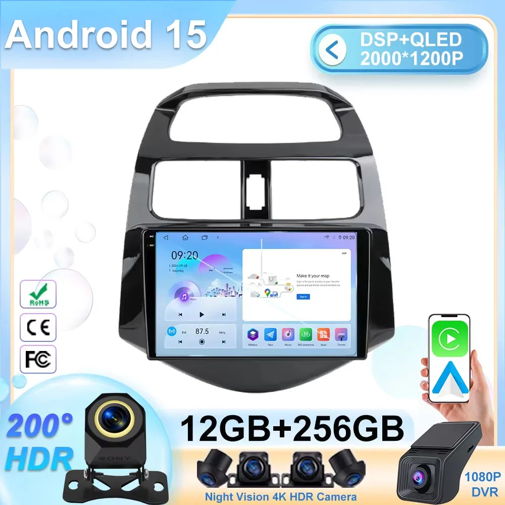 Radio Car Android 15 For Chevrolet Spark Beat Matiz Creative 2010 - 2014 Carplay Multimidia Video Player Stereo Head Unit WIFI