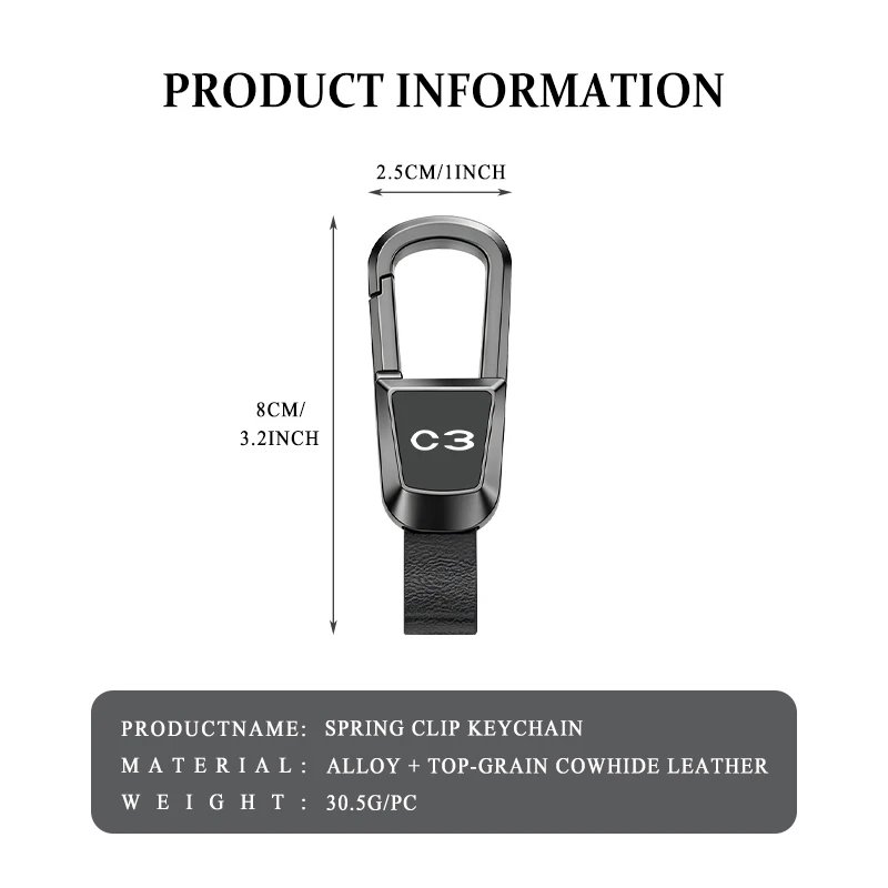Metal Car Keychain Keyring Holder Pendant Gift Auto Accessories For Citroen Nemo Picasso VTS C1 C2 C3 C4 C4L Jumper Xsara DS7 - view 5
