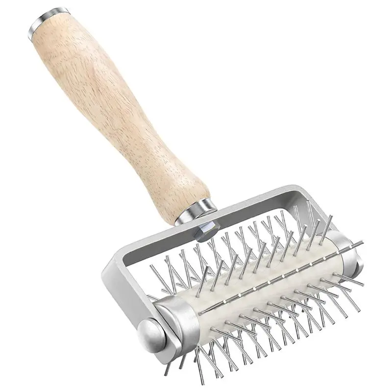 A98E-Pastry Roller With Stainless Steel Spikes Homemade Pizza Tool,Prevents Dough From Blistering,Pizza Making Accessories
