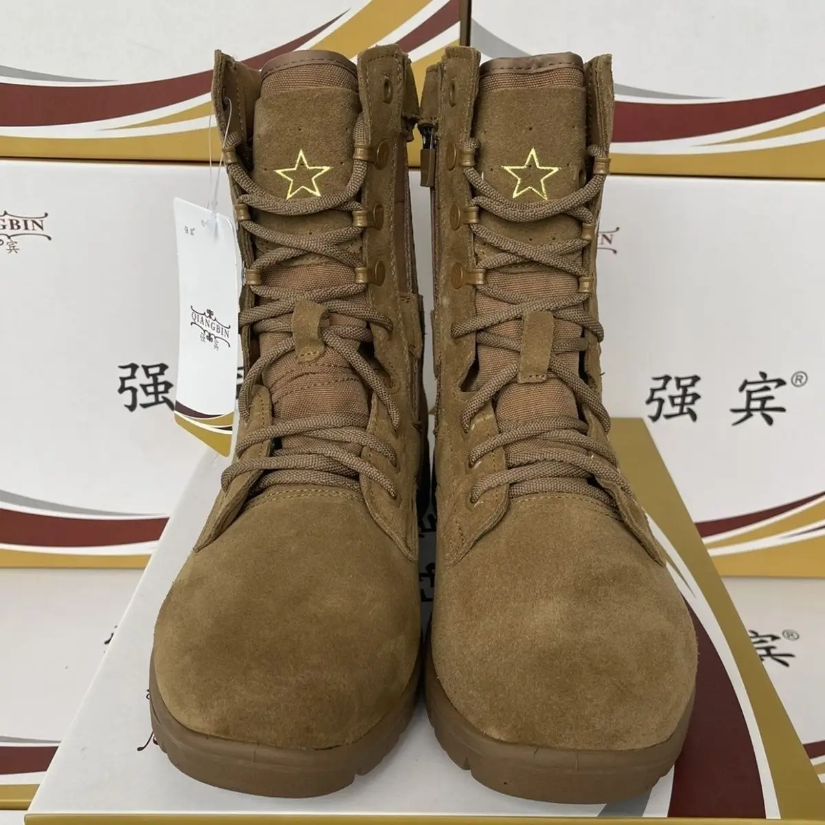 

2025 Universal Genuine New Combat Training Zipper Outdoor Leather Boots Combat Men's Genuine Leather Ultra-Light Wearable Shoes