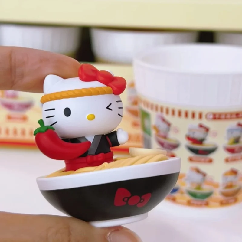 Original Hellokitty Ramen Hall Series Bobo Cute Bean Blind Box Hellokitty Kawaii Mystery Box Figurine For Girls New Year Gifts