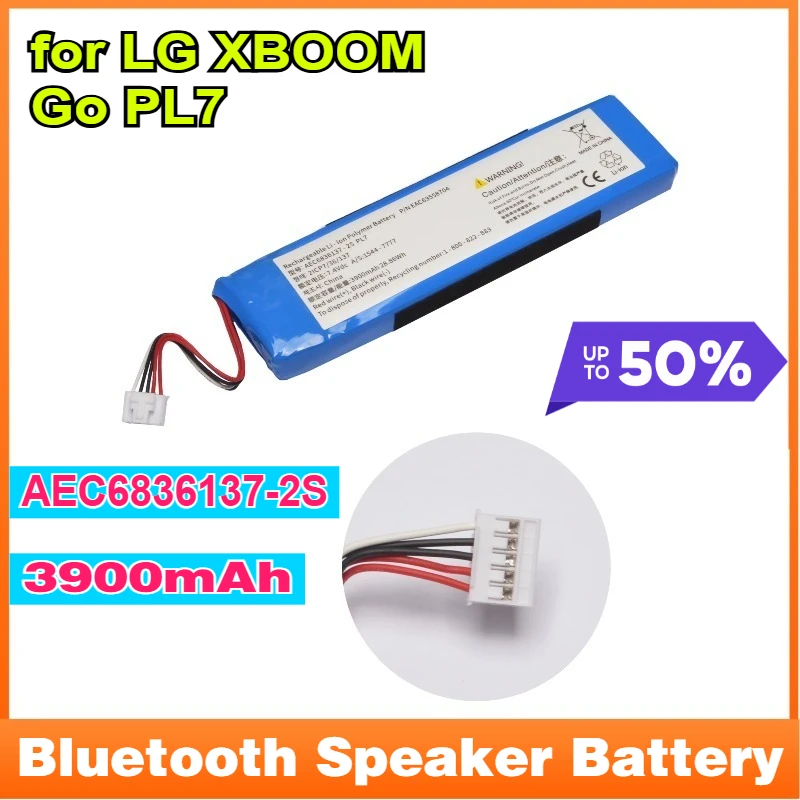 7.4V 3900mAh EAC66836137-2S Rechargeable Li-ion Polymer Battery for LG XBOOM Go PL7 Bluetooth Speaker Battery