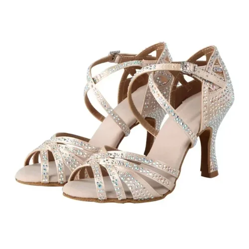 Nuevos zapatos de baile latino para exteriores y exteriores, zapatos de baile latino con diamantes estándar nacional para mujeres adultas, tango
