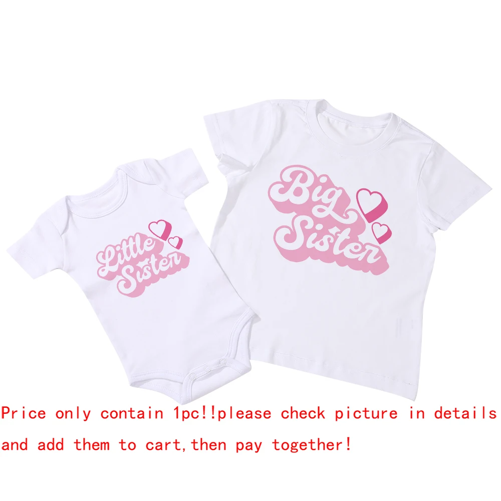 Sibling Sister Matching T-shirts Big Sister Little Sister Matching Shirts Kids Tops Baby Bodysuits Pregnancy Announcement Tees