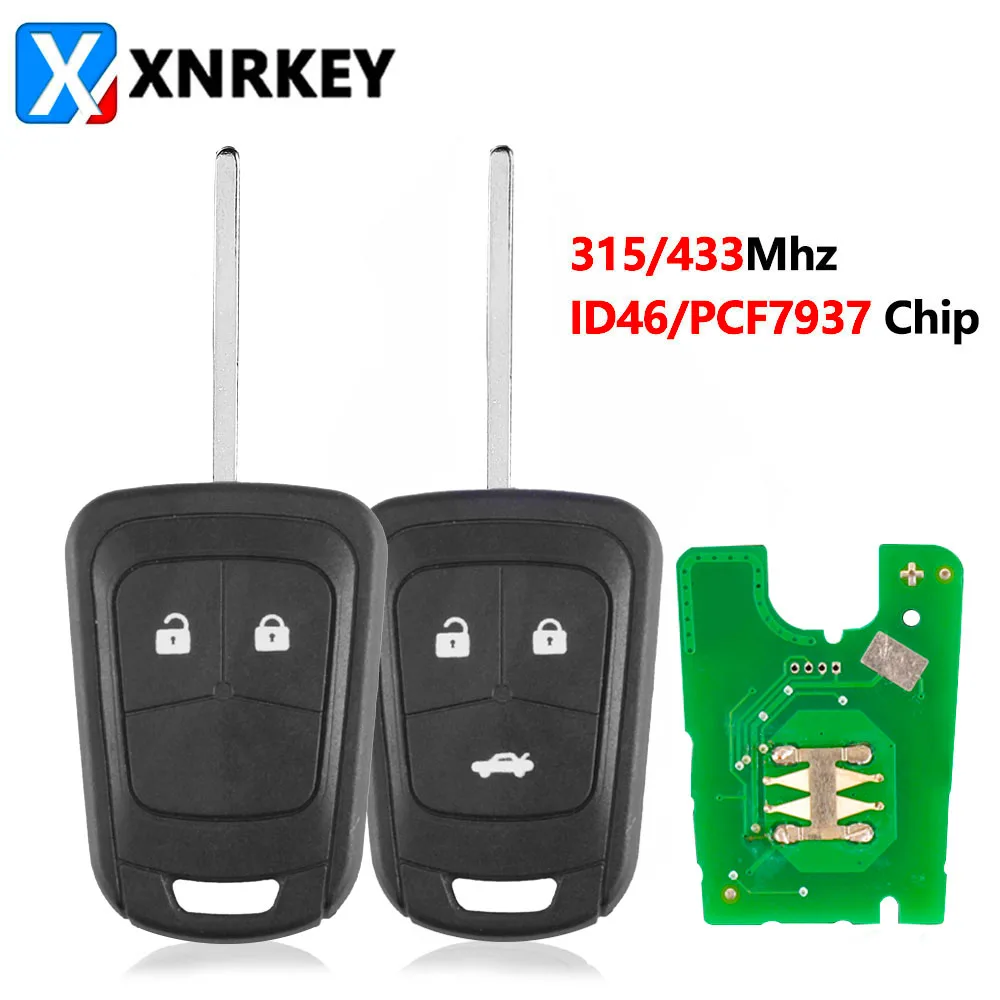 

XNRKEY Remote Car Key 315/433Mhz ID46 PCF7937 for Opel Chevrolet Cruze OrlandoASTRA J 4 IV /INSIGNIA ZAFIRA C MOKKA Vauxhall