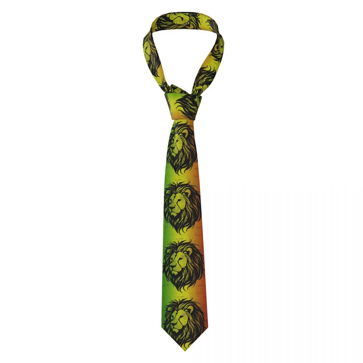 Lion Of Judah Rasta Jamaican Reggae Necktie for Men Silk Polyester Slim Neck Ties Wedding Business Tie Casual Gravatas