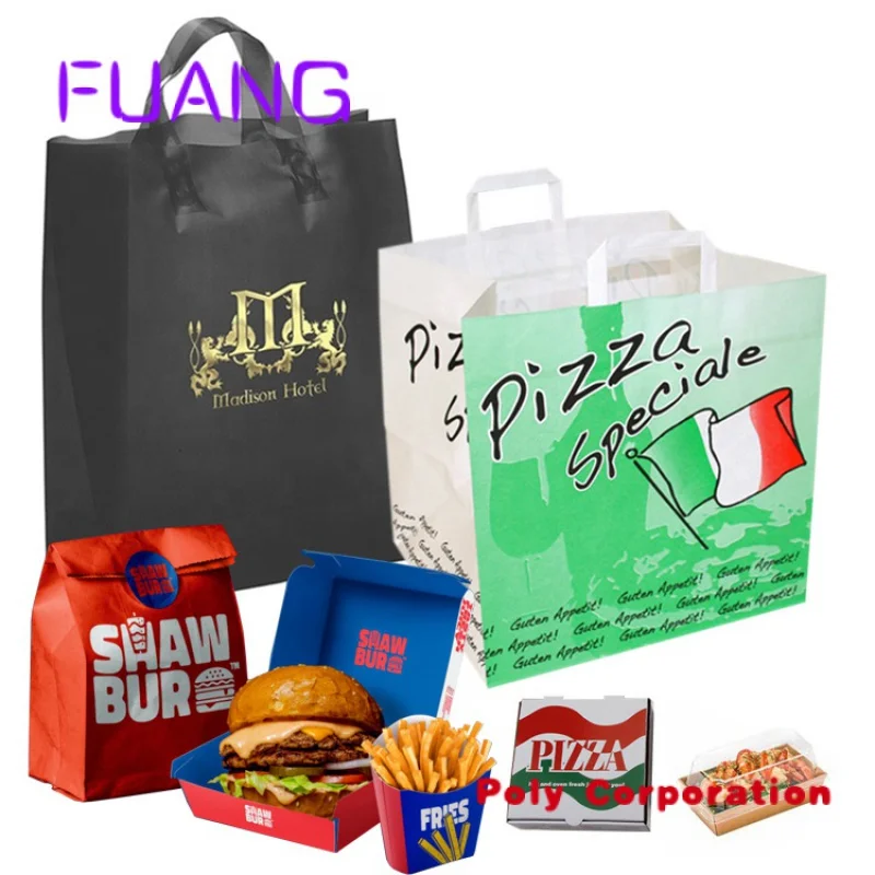 Custom  100% Biodegradable Cornstarch Pizza Packaging Custom Printed Plastic Takeaway Bags For Food Packaging