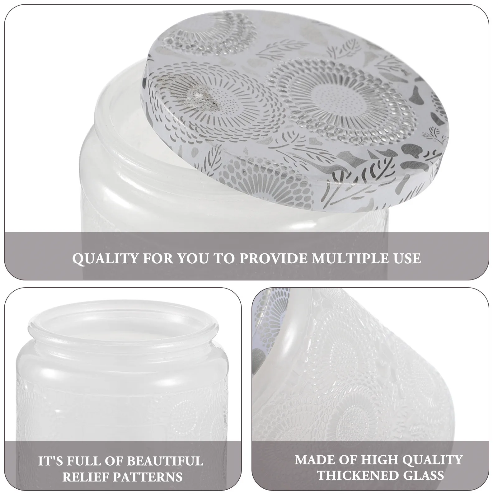 

6Pcs Glass Making Jars Thickened Safe for High Temperature Embossed Design for DIY Candles and Home Decor