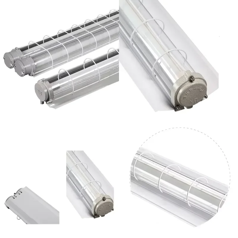 1.2M LED Explosion Proof Warehouse Light Single Double G13 Base IP65 Vitreous Emergency Battery Backup NEMA 5