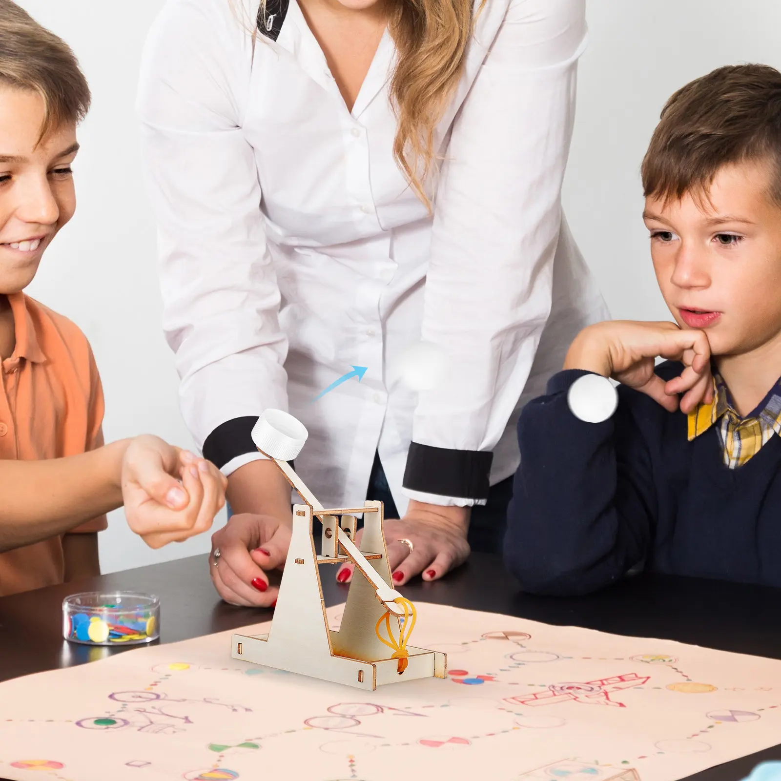 Wood Catapult Kit Kids DIY Craft Stem Project Build Miniature Trebuchet Explore Physics Principles Educational Learning