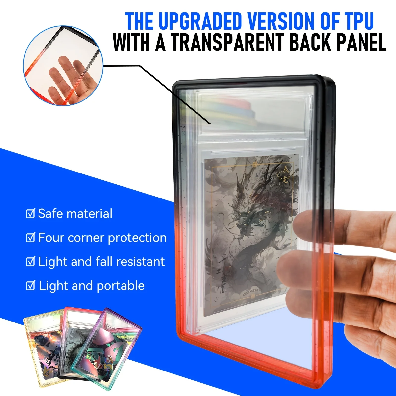 Glitter TPU Slab Bumper Guard Case Holder Protective Skin Display Sleeves with Clear Back for PSA 35PT Graded Trading Card image 2