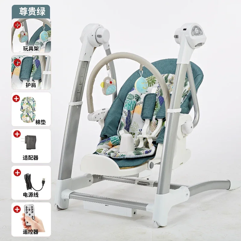 2-in-1 Baby High Chair and Rocker, Electric Infant Swing Adjustable Chair Multifunctional Cradle for 0-3 Years Safe Rocking Seat