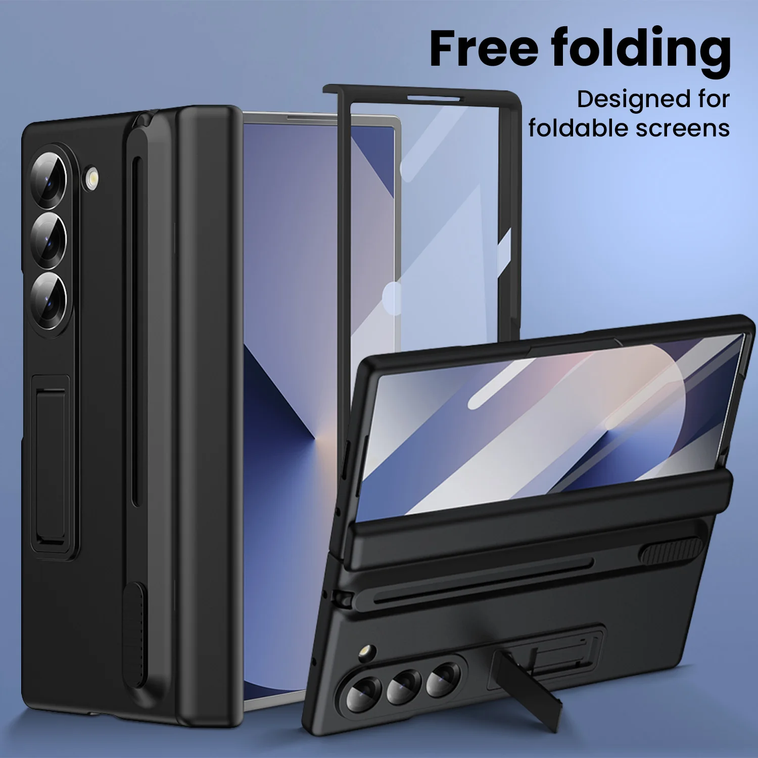 

Подходит для Samsung Fold7/Fold6/Fold5/Fold4/Fold3, материал ПК с пленкой из закаленного стекла, подставкой, стилусом, складным чехлом для телефона.