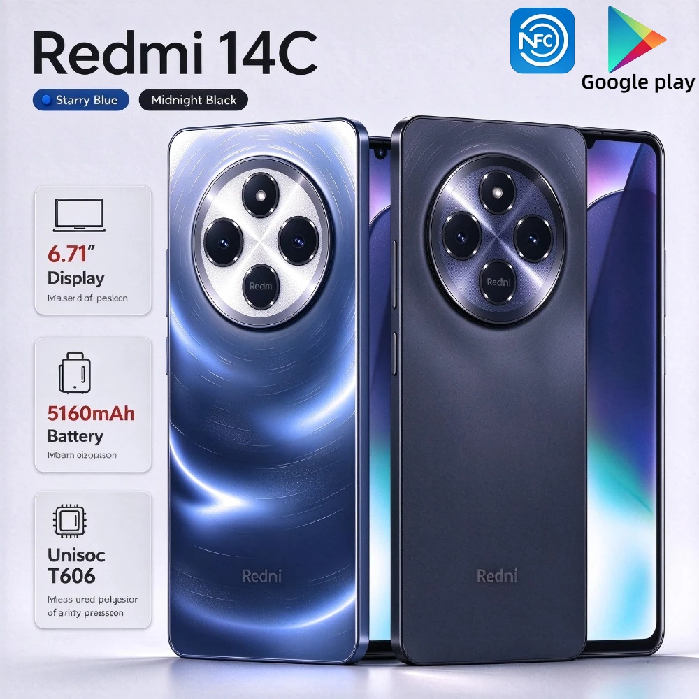 2026 New Global Xiaomi Redmi 14C Smartphone 5160mAh High-Capacity Battery a 50MP AI camera 6.88