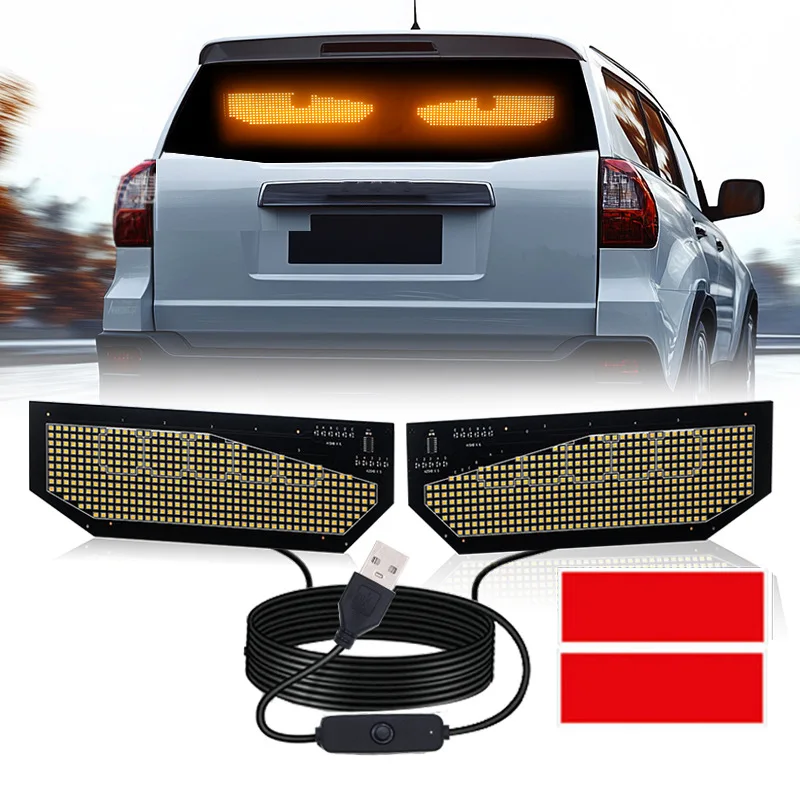 NEW USB Dynamic Devil Eyes Light Car Windshield Dynamic LED Matrix Panel Screen Light for Car Truck Window Decor Lighting