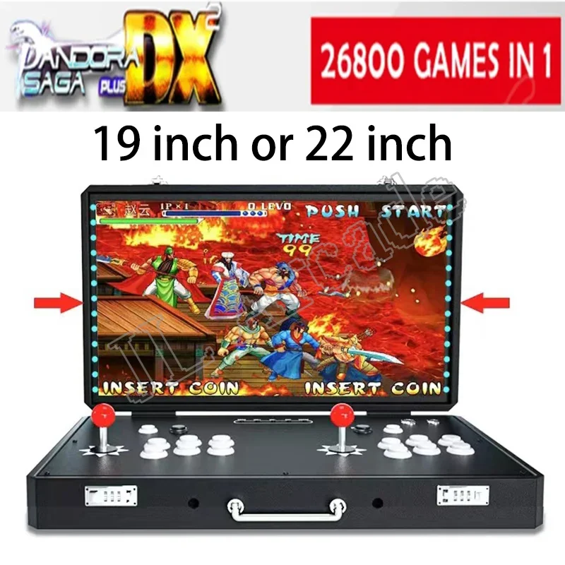 19-Inch 2 players Console Folding Portable Arcade Console Pandora DX Plus Box 26800 in 1 720P HD Screen Mini Arcade Moonlight