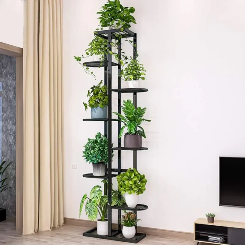 Metal 8 Tier Tall Plant Stand Multiple Flower Pot Holder Shelves Planter Shelf Display Rack Storage Organizer for Balcony Garden