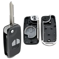 2 Buttons Black Modified Folding Remote Smart Car Key Case Auto Car Key Shell with HU87 Blade and Button Pad Fit for Suzuki-SX4