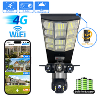 Outdoor 4G Solar Camera Triple Lens Waterproof PIR Human Detection Color Night Vision LED Street Light V380 Pro Remote Control