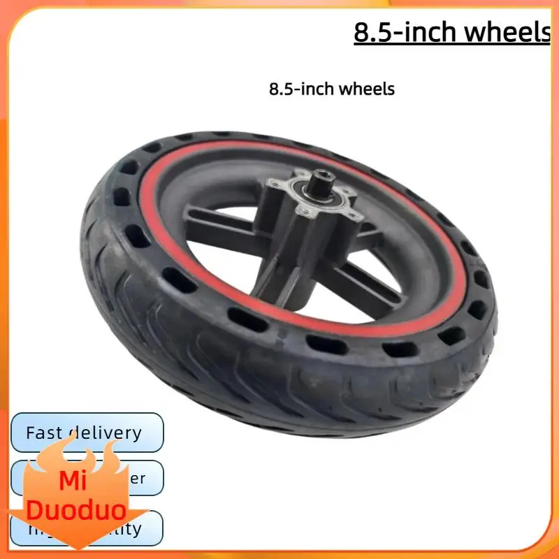 

8.5 Inches Solid Rubber Tire 5 Hole Red Hub for Xiaomi Electric Scooter, Anti-Slip Wear-Resistant Airless Whee