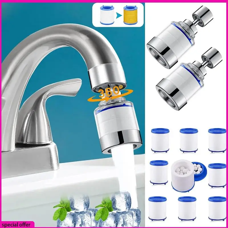 

A65Z 2-компонентный фильтр для раковины в ванной комнате, вращающийся на 360 градусов фильтр-очиститель, серебристый ABS, кухонный кран, фильтрация, удаляет хлор