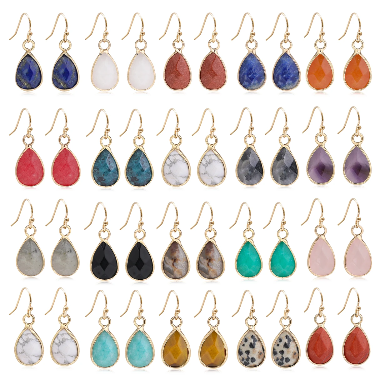 Natürliche Stein Ohrringe für Frauen Teardrop Achat Kristall Amazonit Baumeln Ohrring Nette Elegante Klassische Schmuck Femme Großhandel