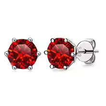 Luxury Diamond Stud Earrings 1CT VVS Moissanite Fine S925 - Garnet Red
