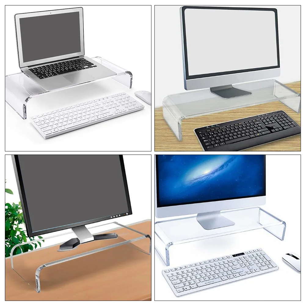 

Acrylic Monitor Riser Stand Transparent Desktop Computer Stand Holder Office Screen Riser Storage Rack Improve Neck Back Comfort