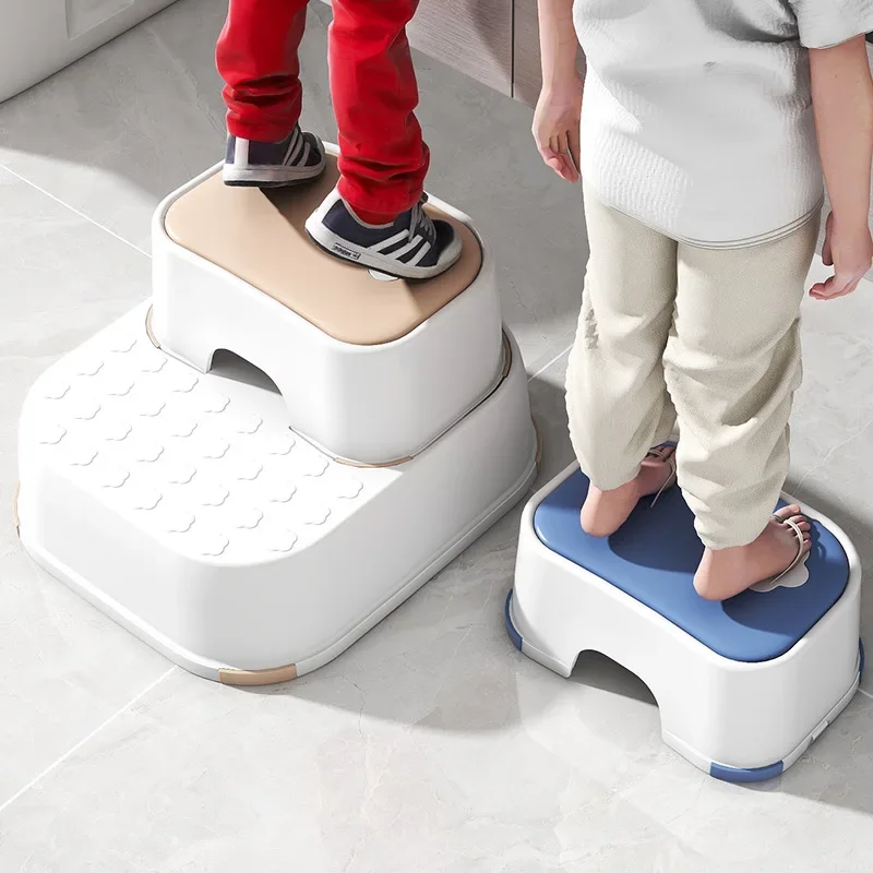 Children's Ottoman Thickened Non-Slip Mini Plastic 2-Step Toilet Stool Baby Washing Table Stepping Stool Small Removable Bench