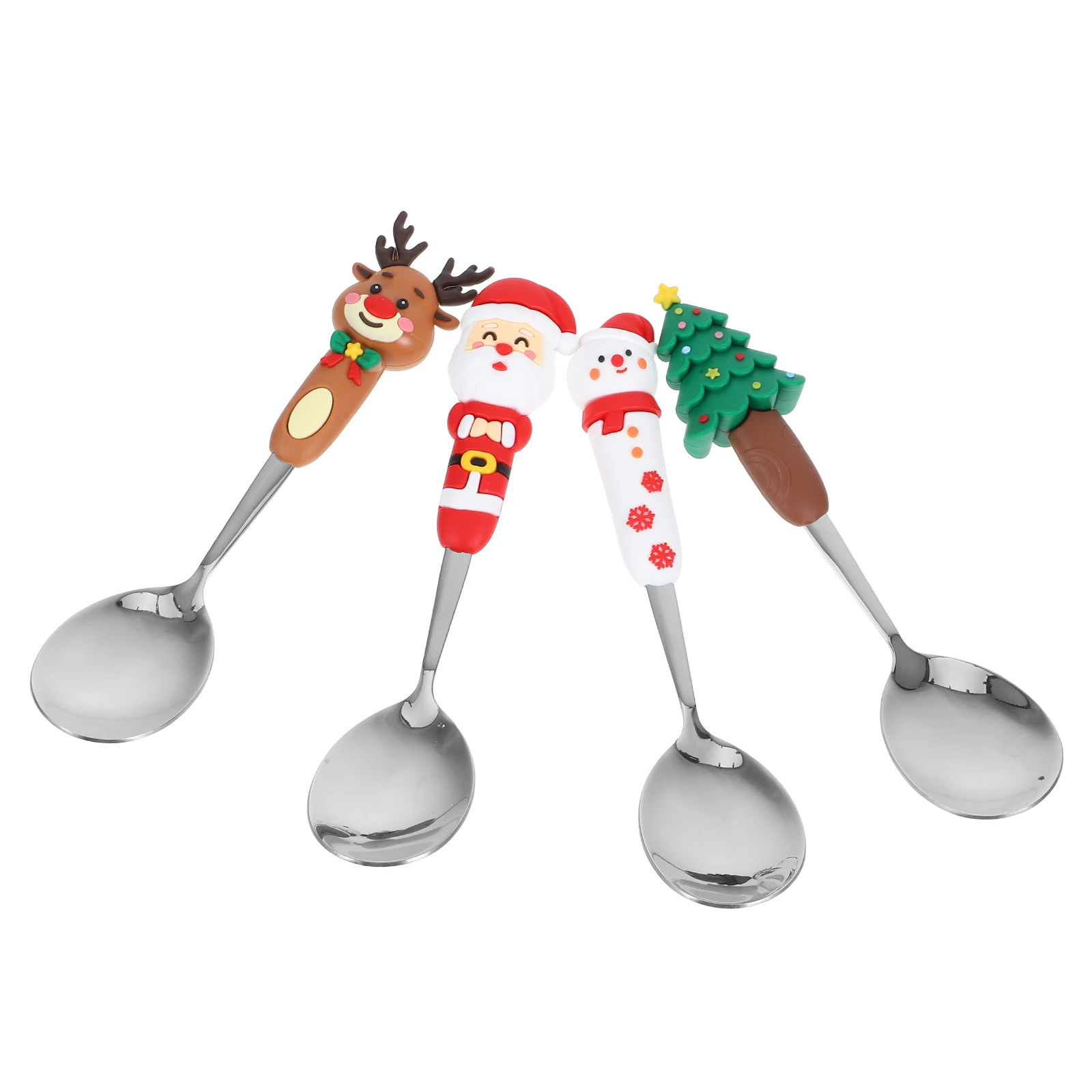 

4pcs Cartoon Dessert Spoon Adorable Baby Appetizer Stainless Stirrers Long Handle Teaspoon Mini Coffee Spoons