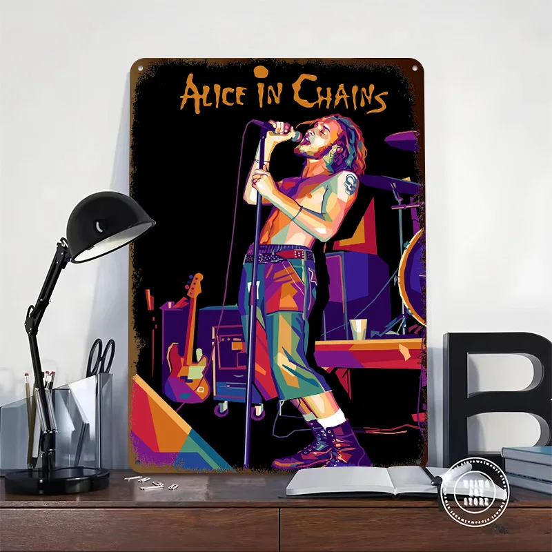 Alice in Chains Singer Performing Metal Poster Customized Wall Art Retro Vintage Metal Signs for Man Cave Custom Plate Home Sign