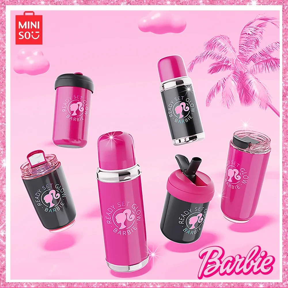 Miniso 2024 New Barbie Insulated Cup 316 Stainless Steel Coffee Cup Boys Girls Water Cup High Beauty Straw Portable Cup Gift