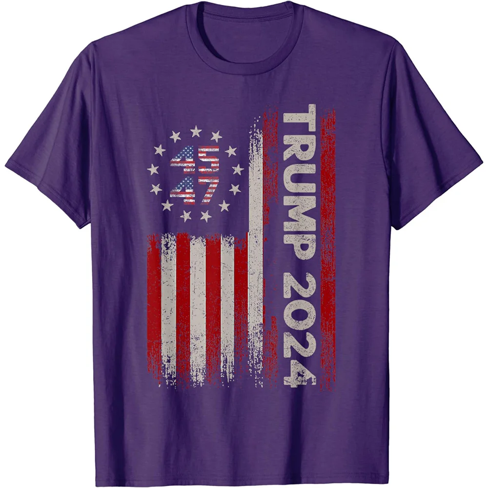 Trump 2024 T Shirt 45 47 President America Flag Graphic T Shirts Mens Clothing T-shirt Fashion Streetwear Casual Women Tops Tee