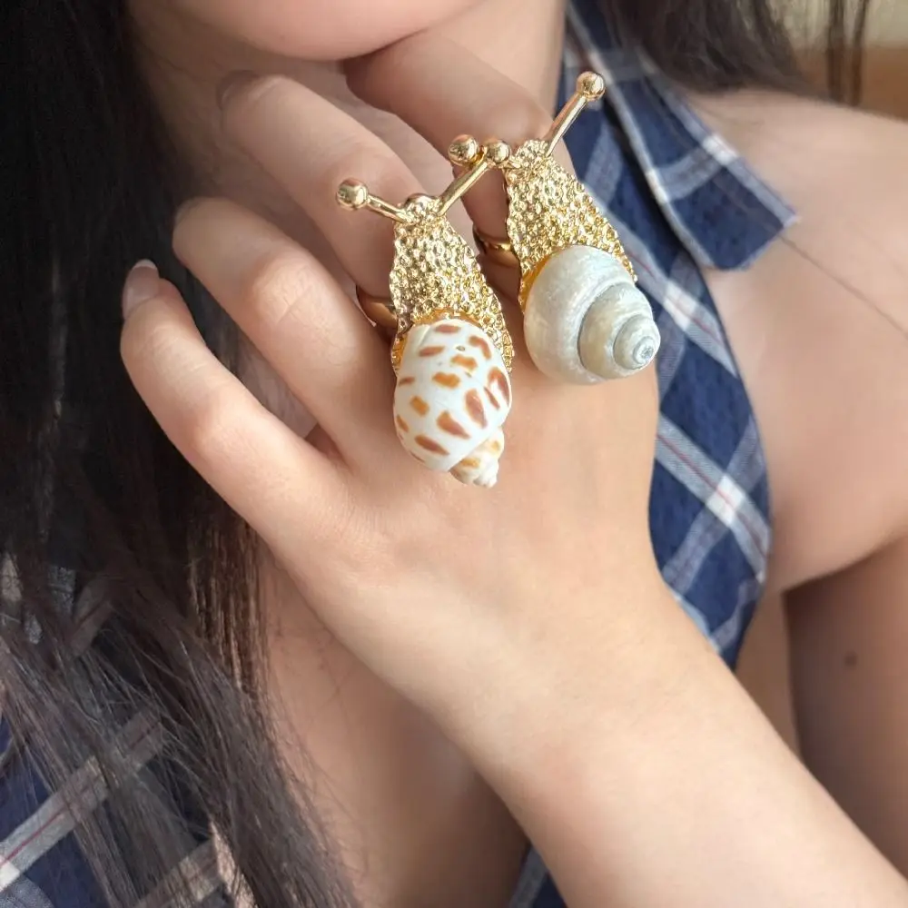 Natural Shell Snail Ring Jewelry Accessories Korean Style Ocean Animal Ring Big Crab Exaggerated Bohemia Finger Ring Decoration