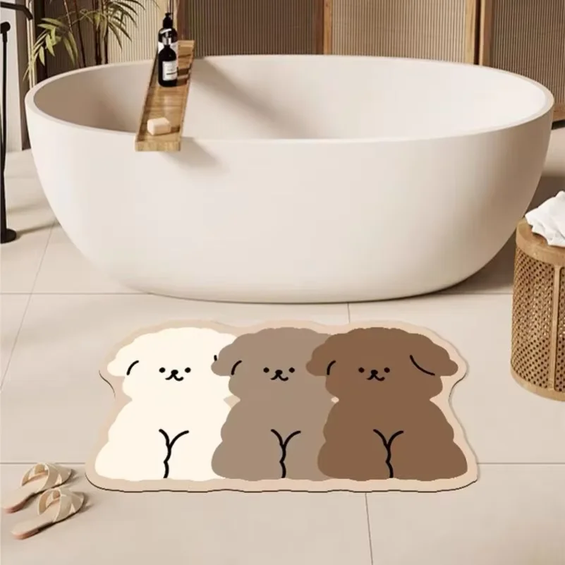 

Three-color puppy bathroom carpet diatom mud bathroom quick-drying absorbent floor mat household bathroom custom non-slip mat