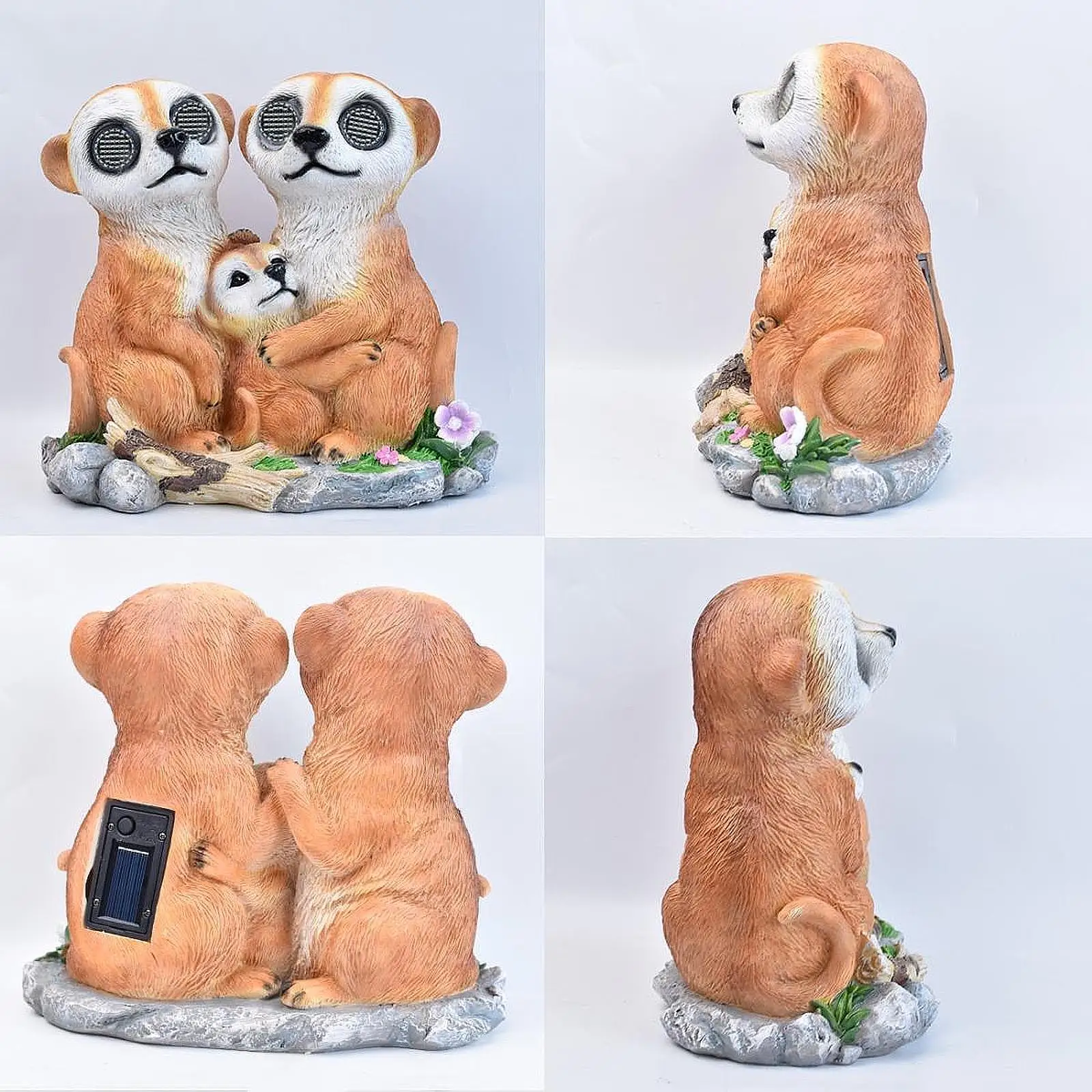 Solar Powered Garden Meerkat Light Realistic Eye Patio Figurine Resin Decoration for Lawn Courtyard